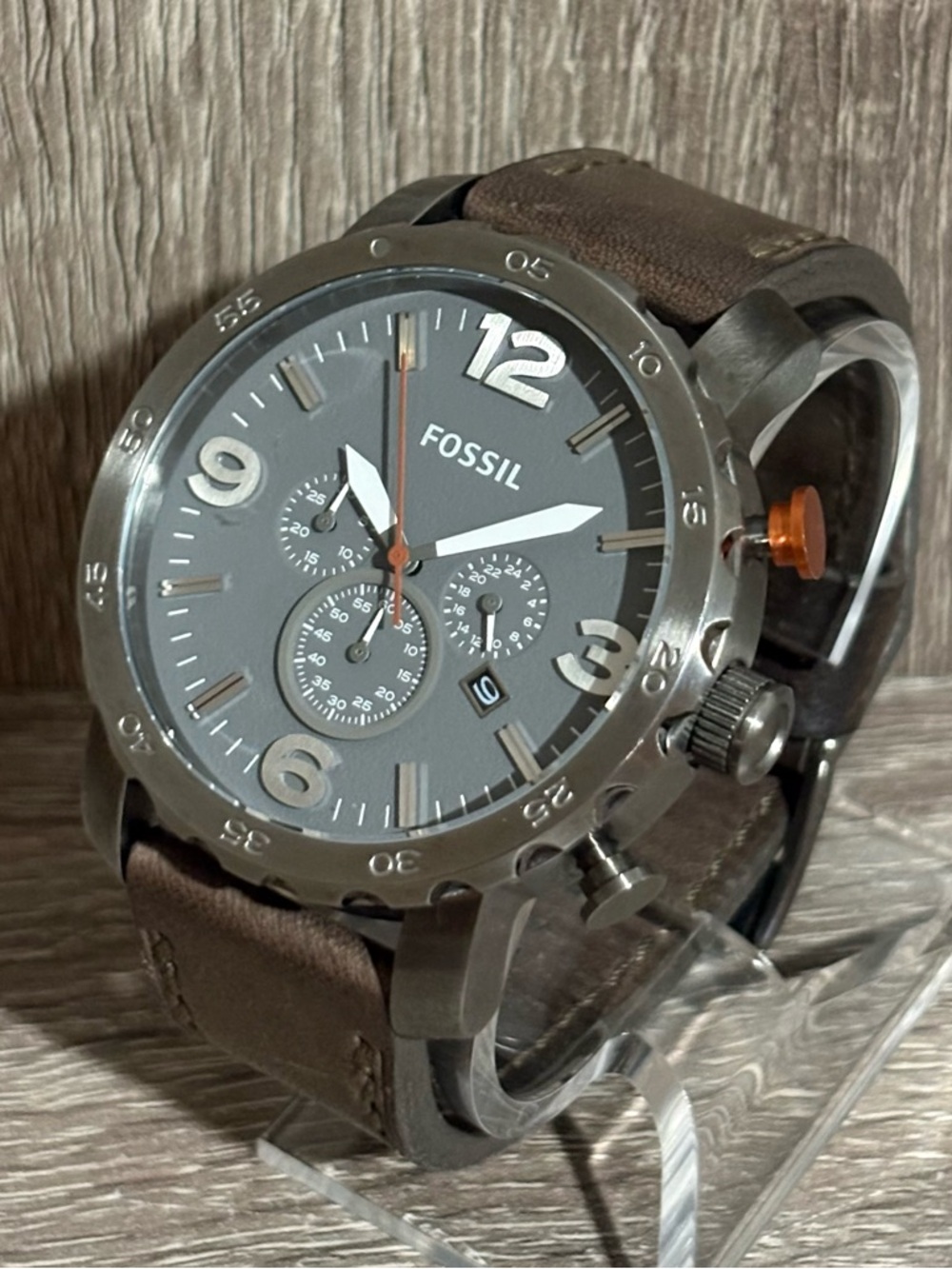 Gray Fossil Nate Chronograph Men’s Watch With New Battery